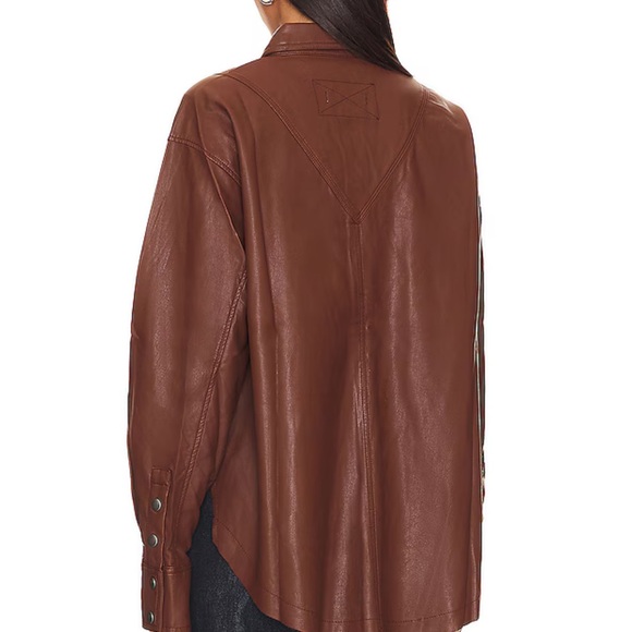 Free People Easy Rider Faux Leather Shacket NWOT M - Picture 3 of 11